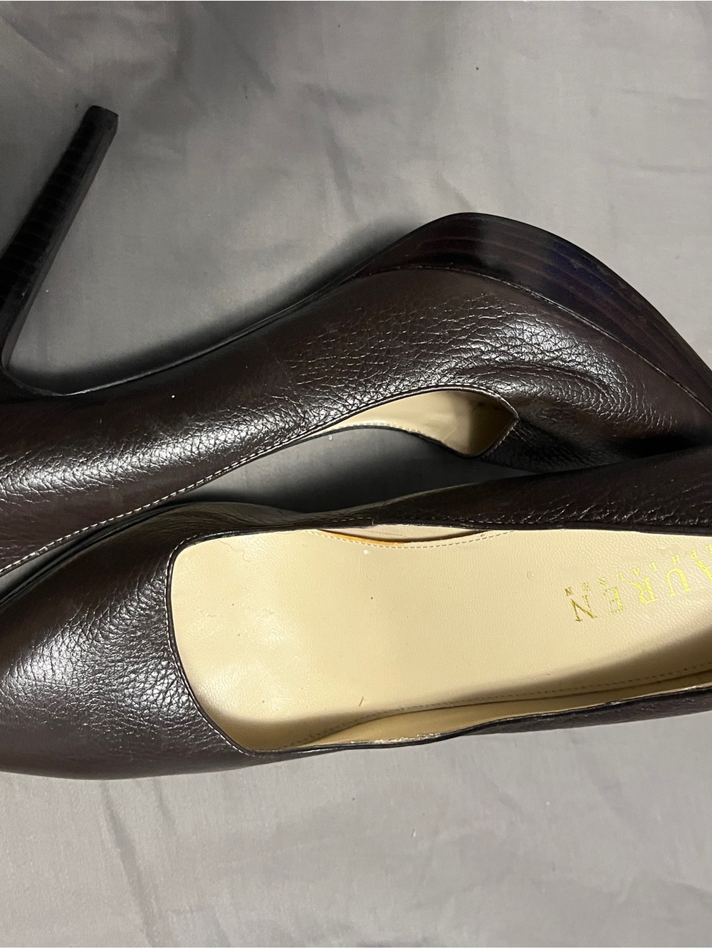 Ralph Lauren Women’s Dark Brown Leather Platform High Heel Pumps
